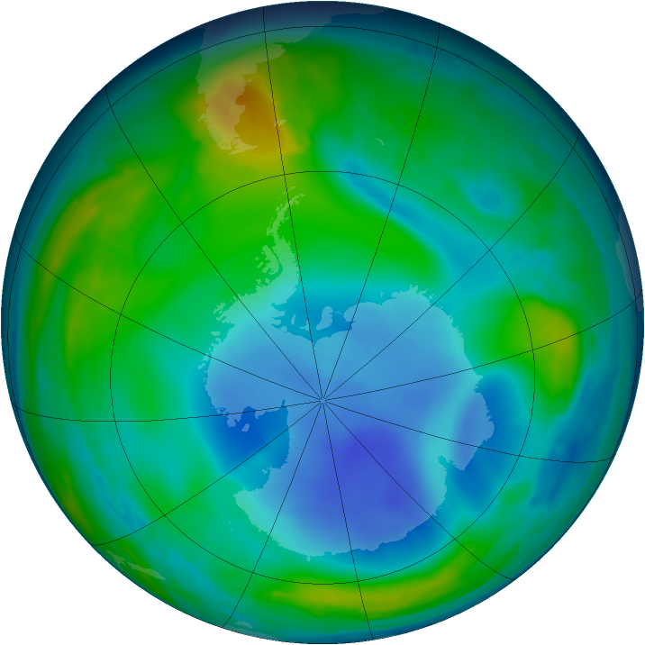 Antarctic ozone map for 30 June 2013